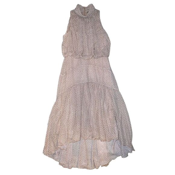 TAYLOR TAN POLKA DOT MOCK NECK MAXI DRESS - Picture 5 of 10